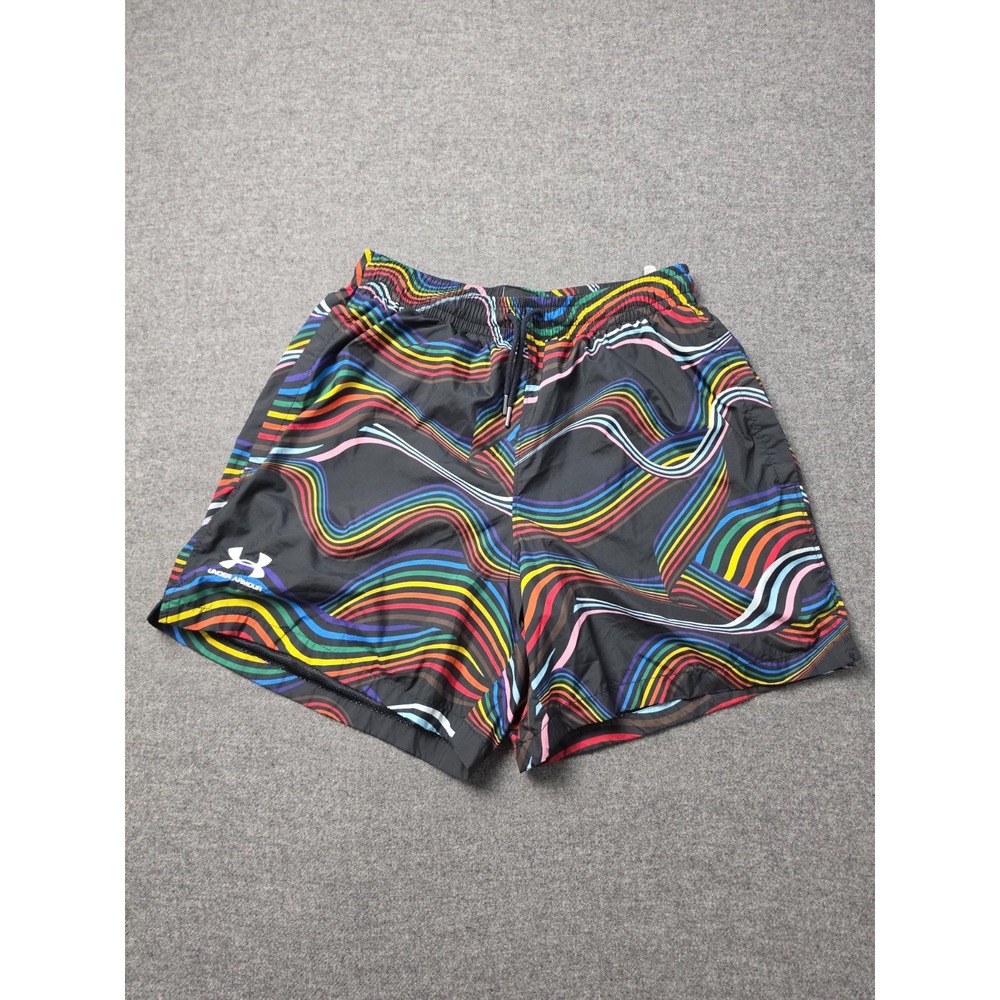 Under Armour Swim Trunks Mens Medium Multi Wave Striped Elastic Waist Drawstring